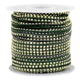 1 meter Imitatie leer 3mm met goud aluminium studs Gold-dark green