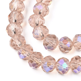 30 x Tsjechische bicone kristal kralen 4 mm gat 0,4 mm peachpuff AB Plated