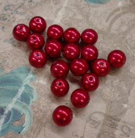 30x prachtige glasparels 8mm Gat: 1mm rood