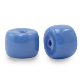 10 x rondellen glaskralen Princess blue  8mm