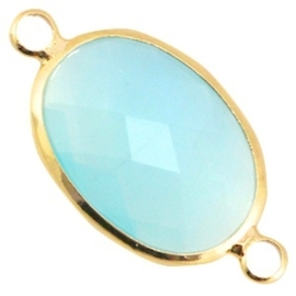 Edelsteen  tussenstuk ovaal 13 x 18mm Aqua blue - gold