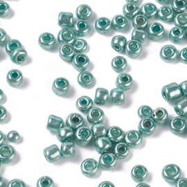 20 gram Glaskralen Rocailles 6/0 (4mm) Metallic  Cyan