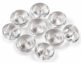 10 x Transparante glaskralen schijfje 4 x 9 mm – gat 1 mm – transparant