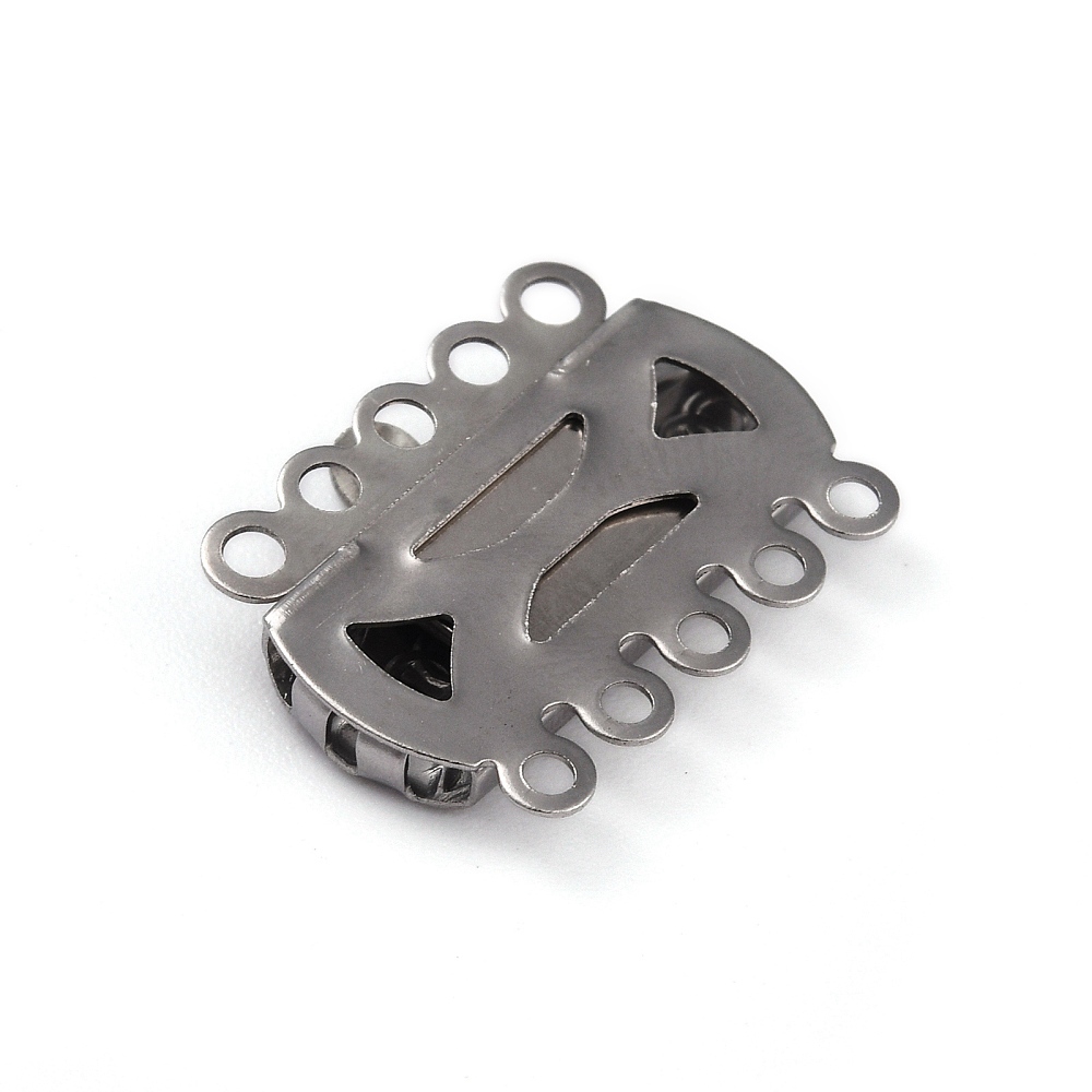 1 x Tarnish Resistant 304 RVS boxsluiting – 5-strengs – 10 gaatjes – rechthoek met patroon – RVS kleur – 19,5 x 14 x 3 mm – gat ca. 1,4 mm