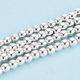 10 x Hematiet kralen 3 mm – gat 1 mm – silver plated (Nikkelvrij)