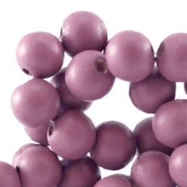 20 x Houten Kralen rond 6 mm Dawn purple pink