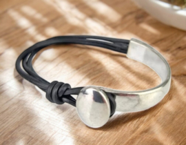 1 x DQ metaal halve armband antiek zilver kleur ca. 34 x 63mm Ø10 x 2,5mm (Nikkelvrij)
