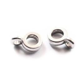 2 x DQ Metaal Ringetje met oog 10x6 mm Antiek Zilver  Ø 3 mm