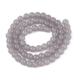 30 x Imitatie jade glaskralen rond 6-6,5 mm – gat 1,4 mm – Dark Gray