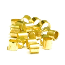 100 x goud kleur knijpkralen buismodel 2mm doorsnede 1,5mm (Nikkelvrij)