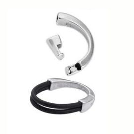 1 x DQ metaal halve armband met magneet sluiting antiek zilver kleur ca. 60 x 12mm, gat 10 x 5 mm (Nikkelvrij)