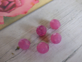 10 x Roze facet glaskraal ca. 10mm x 9.5mm  Gat: 1,4mm