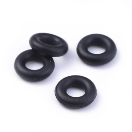 10 x Rubber stopper kralen 7 x 1,9 mm – gat 3,2 mm – zwart