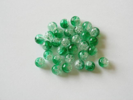 30 x mooie groen-transparante crackle glaskralen van 8mm