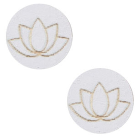 2x Houten cabochon lotus 12mm Grey