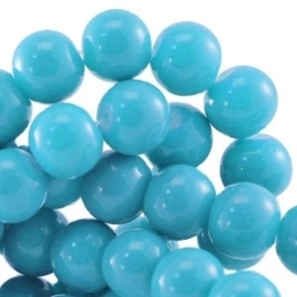 10 stuks Keramische glaskralen  10mm  Cyaan blauw