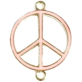 2 x Bedel goud 2 ogen peace Zacht roze ca. 29 x 22 mm