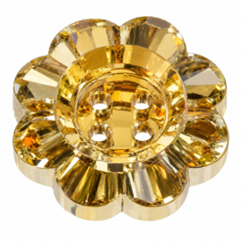 1 x Facet acryl kraal knoop button 25 mm – 4 gaten ca. 1,5 mm – goudkleur AB