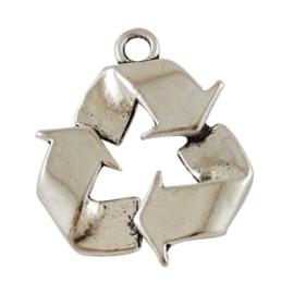 4 x tibetaans zilveren bedel Recycle Recycling symbool
