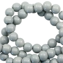 25 x  glaskralen opaque Ice grey 6mm gat: 1,3mm