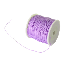 1 rol 90 meter gevlochten nylon koord, imitatie zijden draad 0,8mm lilac