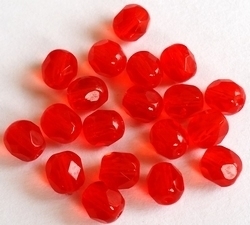 15 x Glaskraal facet rood 6 mm