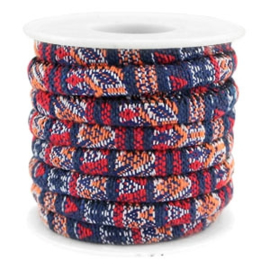 20 cm Trendy gestikt koord 6x4mm Multicolor dark blue-red-orange