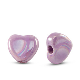 DQ Grieks keramiek kralen hart Lavender purple ca. 11x12mm (Ø2.5mm)
