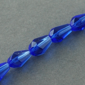 10 x  facet druppel glas kraal 10 x 6 x 6mm gat: 1mm Blue