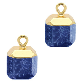 1 x Natuursteen hangers square Dark blue-gold Lapis Lazuli
