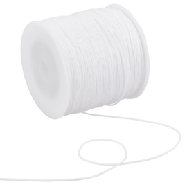 1 rol gevlochten nylon imitatie zijden draad – wit 0,8 mm, 100 meter