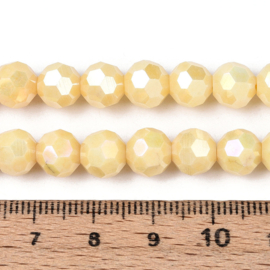 1 x Glaskralen streng facetgeslepen rond 7,8-8,2 x 7,8 mm – gat 1 mm – Mellow Yellow