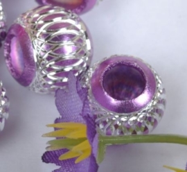 10 x Prachtige lila aluminium kraal 14 mm