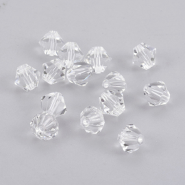 10 x Preciosa Kristal Bicone clear ca. 6mm  gat: 0,7mm