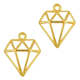 DQ metalen bedels diamant Goud (nikkelvrij) ca. 18x16mm (Ø1.2mm