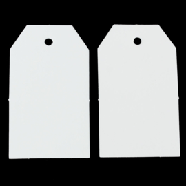 50 stuks stevige blanco witte labels prijskaartjes voorzien van ponsgat  40 x 70mm