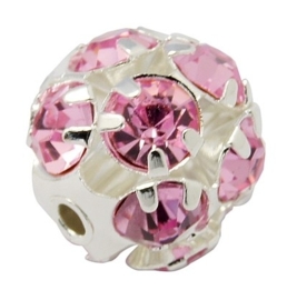 Kristal ballen 8mm roze gat 1mm