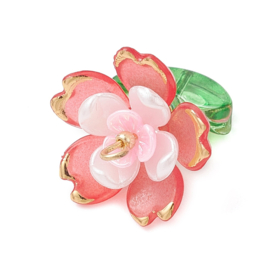 2 x Bloem bedel acryl 20,5 x 18 x 18,5 mm – gat 1,8 mm – Tomato