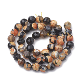 10 x facet edelsteen kraal Natural Fire Agate 8mm gat: 1mm Sandy Brown