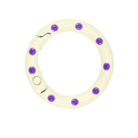 1 x Gekleurde onderdelen sleutelhanger ring Off white-purple ca. 25x4mm