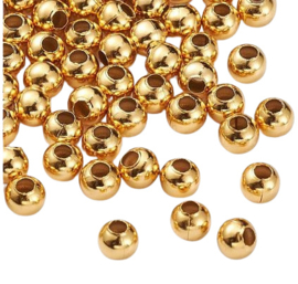 100 x antiek gouden kraaltjes, 4,2 x 4,4mm metaal gat c.a. 2mm