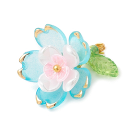 2 x Bloem bedel acryl 17,5 x 18 x 19 mm – gat 1,8 mm – Baltic Sea