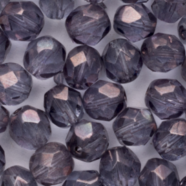 15  x ronde Tsjechië  kraal kristal facet 7mm kleur: paars gat: 1mm
