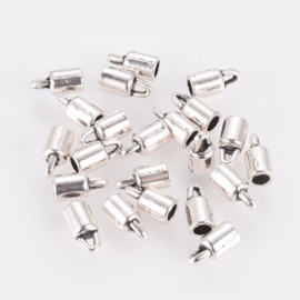 10 x Metalen Eindkapje Antiek Zilverkleur voor 3mm draad/koord  Ø 3.0 mm (NIkkelvrij)