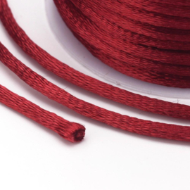 Rol met 10 meter satijn koord Nylon Macramé koord 2mm kleur Bordeaux Rood