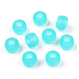 20 x  Rondellen acryl kralen 9 x 6mm Gat: 3,8mm Frosted Cyan