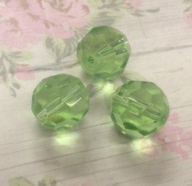 5 Stuks groene glazen facet kralen 14 mm gat 1 mm