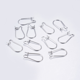 2 x  Tarnish Resistant 304 RVS oorbellen haakjes Afm: c.a. 20 x 9~12 x 2,5mm pin: 0,8 mm