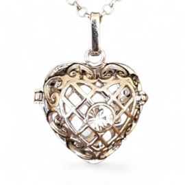 Lange rvs ketting ketting met een zilver kleur Engelenroeper16mm hart