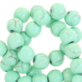 20 x Keramiek turquoise kralen rond 6mm Turquoise green